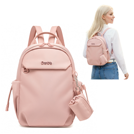 Plecak damski na tablet miejski smart mini pudrowy na lato delikatny z etui