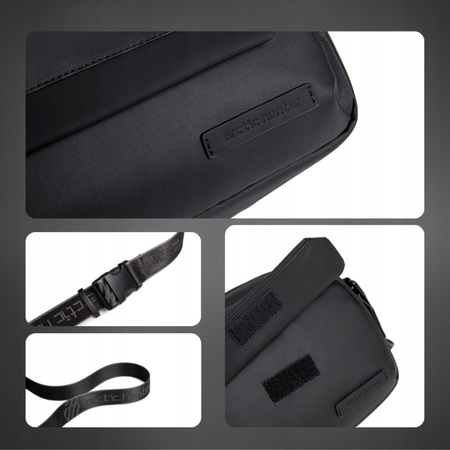 Torebka listonoszka czarna miejska elegancka wodoodporna na ramię stylowa damska męska 3 l Arctic Hunter YB00518Black