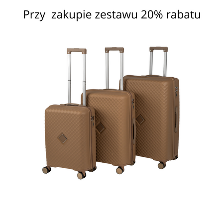 Walizki podróżne beżowe komplet 3 szt. lekki i elegancki zestaw walizek na kółkach Wowbag 7900 champagne