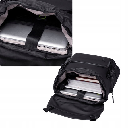 Czarny plecak miejski młodzieżowy, wodoodporny, na laptopa 15,6", 17 l, z wieloma kieszeniami. SUPER FIVE FB723 Black.