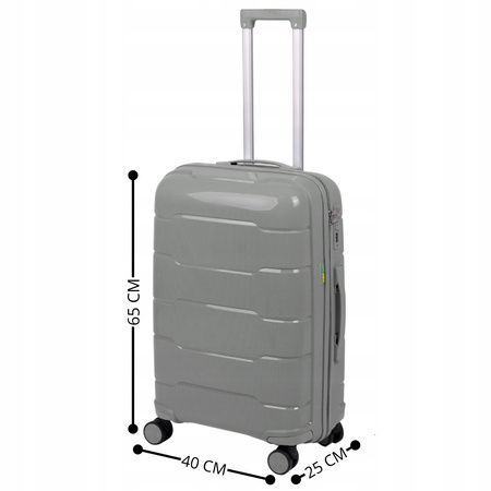 Walizka do samolotu jasnoszara – średnia, nowoczesna, funkcjonalna i wytrzymała, ergonomiczna Wowbag 6910 M light grey