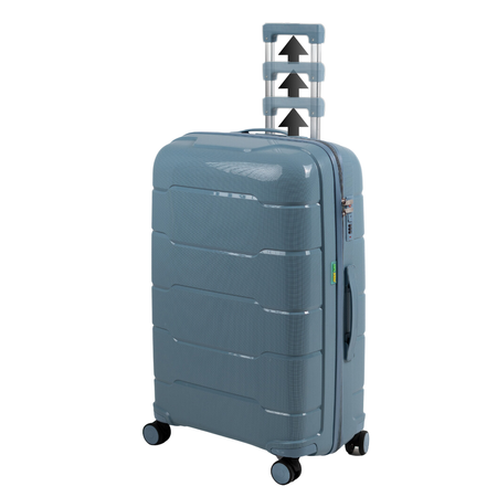 Duża walizka jasnoniebieska na kółkach podróżna do samolotu, lekka, pojemna i elegancka 93 L  Wowbag 6910 L light blue