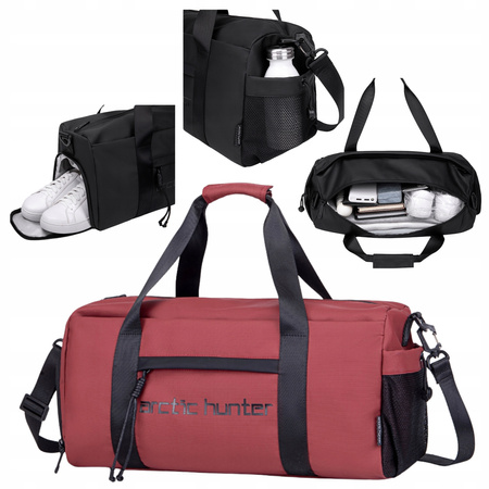 Czerwona torba sportowa 25 l pojemna, wodoodporna, miejska i młodzieżowa na każdy dzień Arctic Hunter LX00537 Red.