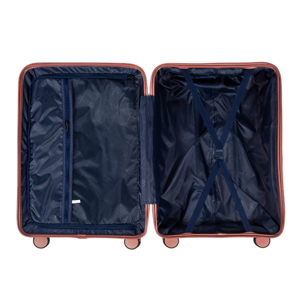 Komplet walizek podróżnych różowe złoto 3 szt. elegancki zestaw walizek lekkich i wytrzymałych Wowbag 7918 rose gold