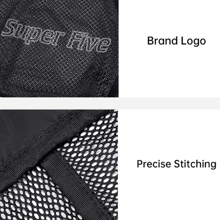 Czarny plecak siatkowy na piłki nożne, koszykowe i siatkowe, 26 l, idealny na treningi i mecze. SUPER FIVE FB760 Black.