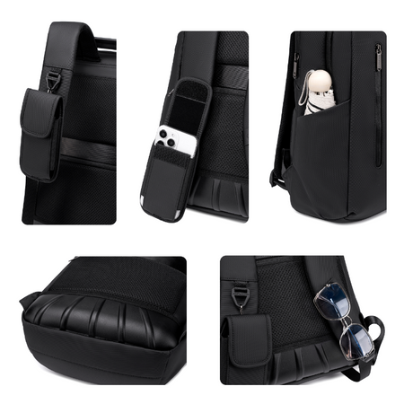 Plecak męski miejski elegancki biznesowy na laptop 15,6 czarny z USB portem