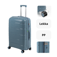 Duża walizka jasnoniebieska na kółkach podróżna do samolotu, lekka, pojemna i elegancka 93 L  Wowbag 6910 L light blue