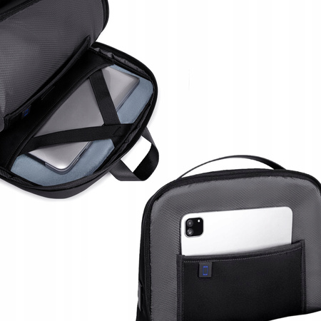 Plecak miejski czarny, biznesowy, na laptop, 25 l, elegancki, idealny do pracy i podróży. Arctic Hunter B00555 Black.