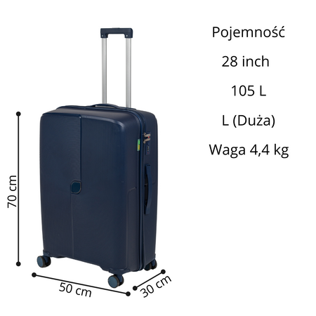 Komplet walizek podróżnych ciemnoniebieskich 3 szt. zestaw walizek lekkich i wytrzymałych na kółkach Wowbag 7918DarkBlue