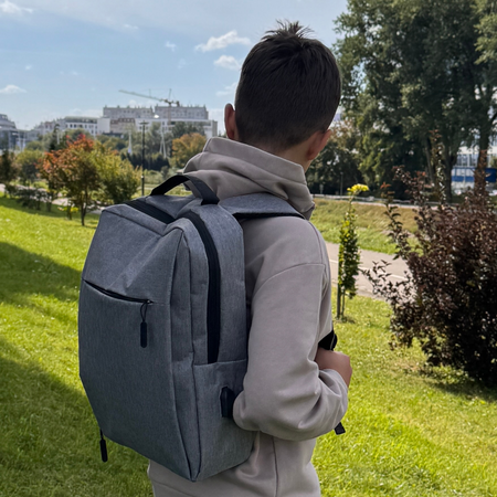 Plecak miejski szary materiałowy lekki do szkoły i na studia dla dziewczyn i chłopaków HN212701 grey