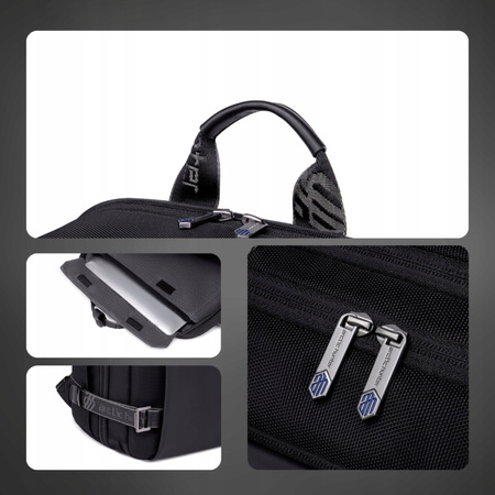 Czarny plecak miejski podróżny biznesowy,  na laptop 15,6", 18 l,  pojemny i funkcjonalny. Arctic Hunter B00540 Black.