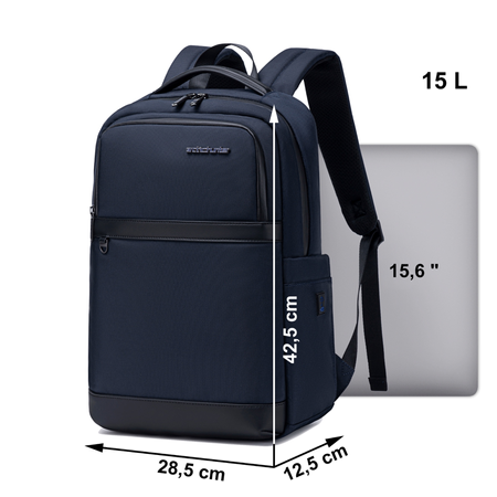 Plecak miejski niebieski, biznesowy i wodoodporny, na laptop, 15 l, wygodny i elegancki. Arctic Hunter B00670 Blue.