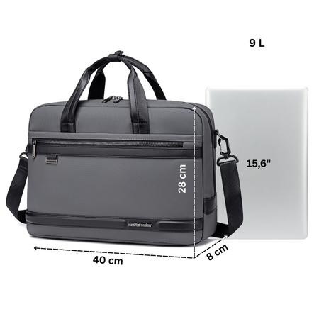 Torba na ramię na laptop 15,6 biznesowa elegancka szara 40X28X8 9L do pracy