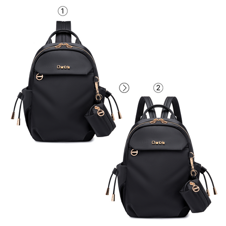 Plecak damski miejski czarny mały lekki na Ipad z etui na przywieszce