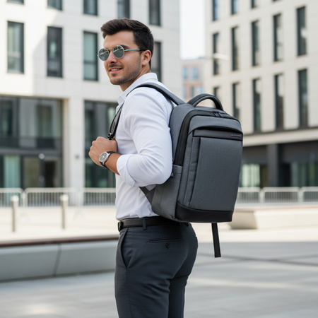 Plecak szary męski miejski na laptopa 15,6" uniwersalny wytrzymały na co dzień