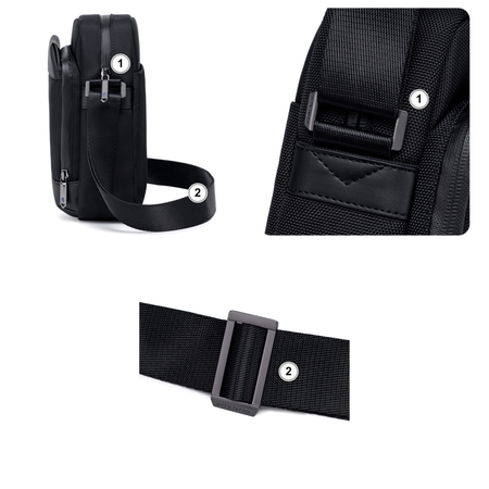 Saszetka męska czarna na ramię torba miejska wodoodporna biznesowa stylowa funkcjonalna 3,4 L Arctic Hunter K00679Black