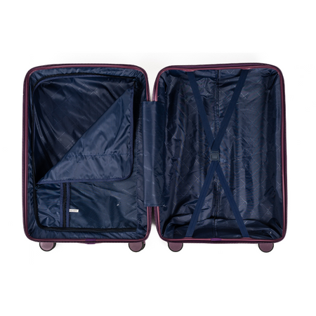 Walizka do samolotu średnia fioletowa lekka walizka podróżna na kółkach modna i wytrzymała 65L Wowbag 7905 M purple