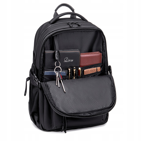 Czarny plecak miejski młodzieżowy, 25 l, wodoodporny, na laptopa 15,6", stylowy, na co dzień. Arctic Hunter B00531Black.