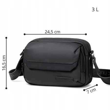Torebka listonoszka czarna miejska elegancka wodoodporna na ramię stylowa damska męska 3 l Arctic Hunter YB00518Black