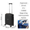 Walizka mała do samolotu czarna na kółkach, trwała i stylowa walizka podróżna z PP , pojemna 41 L Wowbag 7900 S black