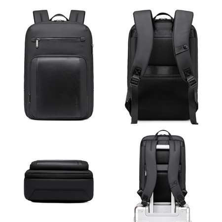 Plecak męski elegancki czarny rozszerzane komory 40X30X20 do samolotu