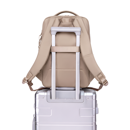 Plecak damski elegancki stylowy beżowy pojemny na laptopa wodoodporny nylon