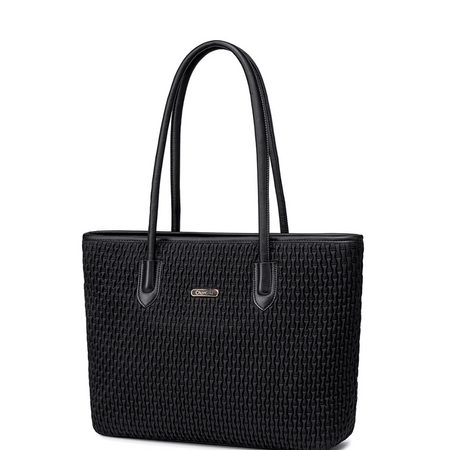 Torba damska shopper czarna klasyczna 17,9 l pojemna z zamkiem na uczelnię i spotkania. CHANTARIA CB800 Black.