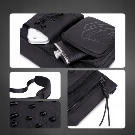 Torebka listonoszka czarna elegancka wodoodporna na ramię miejska modna i uniwersalna 3 l Arctic Hunter K00535Black