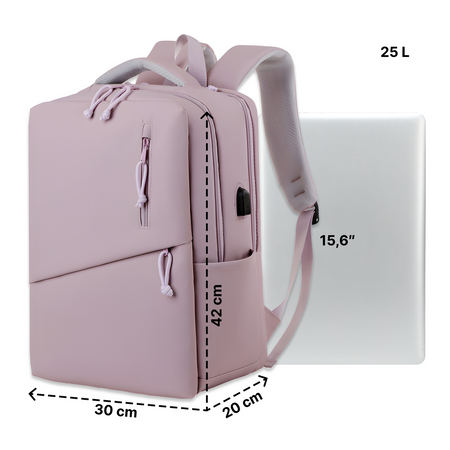 Plecak szkolny liliowy modny do liceum technikum zeszyty laptop 15,6” z USB
