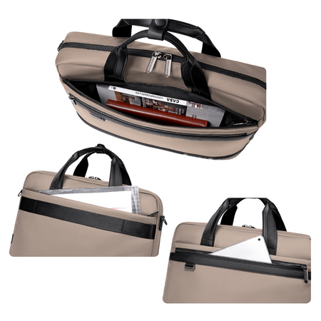 Torba na ramię w kolorze cappuccino stylowa elegancka do pracy laptop 15,6