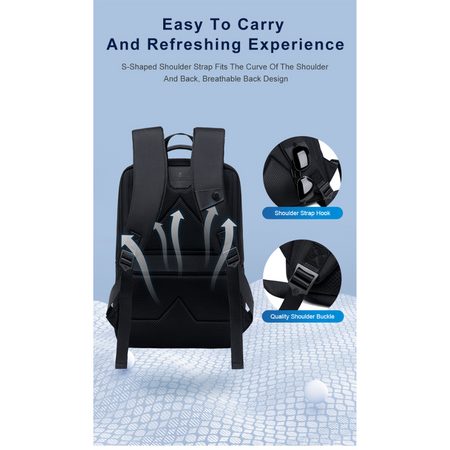 Czarny plecak miejski podróżny, 23,3 l, wodoodporny, na laptop 15,6", elegancki i pojemny. Arctic Hunter B00682 Black.