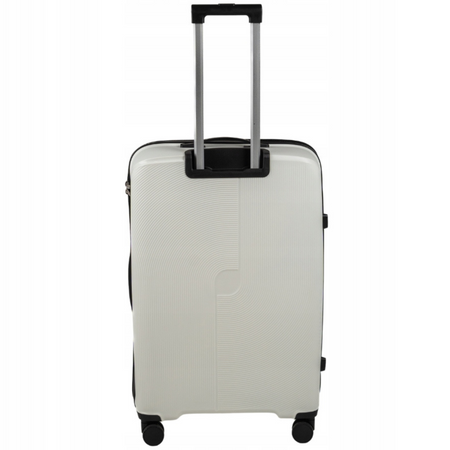 Walizka średnia biała – elegancka, podróżna, funkcjonalna, na kółkach i lekka do samolotu Wowbag 7918 M white