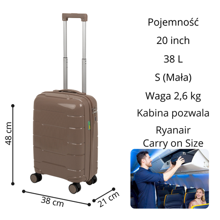 Komplet walizek beżowych 3 szt. elegancki zestaw podróżny lekkich i wytrzymałych kufrów Wowbag 6910 Champagne