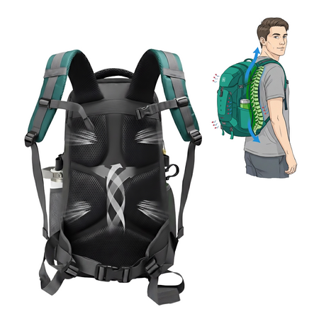 Plecak trekkingowy w góry zielony wielofunkcyjny wodoodporny pojemny 50 L