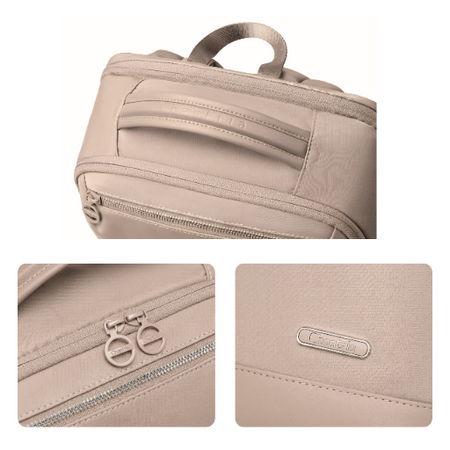 Plecak damski elegancki stylowy beżowy pojemny na laptopa wodoodporny nylon