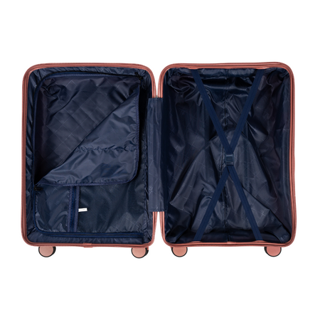 Komplet walizek podróżnych różowe złoto 3 szt. elegancki zestaw walizek lekkich i wytrzymałych Wowbag 7918 rose gold