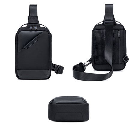Saszetka męska czarna na ramię torba miejska biznesowa wodoodporna stylowa praktyczna 2,7 L Arctic Hunter XB00693Black