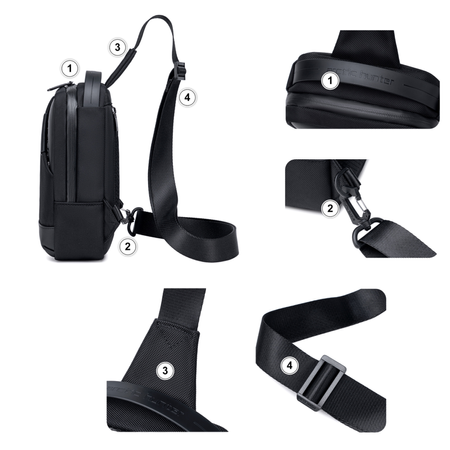 Saszetka męska czarna na ramię torba miejska biznesowa wodoodporna stylowa praktyczna 2,7 L Arctic Hunter XB00693Black