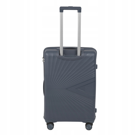 Walizka średnia ciemnoszara solidna walizka do samolotu na kółkach trwała i praktyczna 65L Wowbag 7905 M dark grey