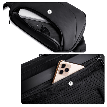 Saszetka nerka czarna na ramię wodoodporna miejska stylowa funkcjonalna 4 L