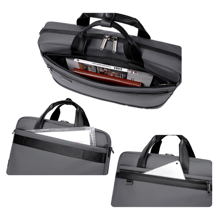 Torba na ramię na laptop 15,6 biznesowa elegancka szara 40X28X8 9L do pracy