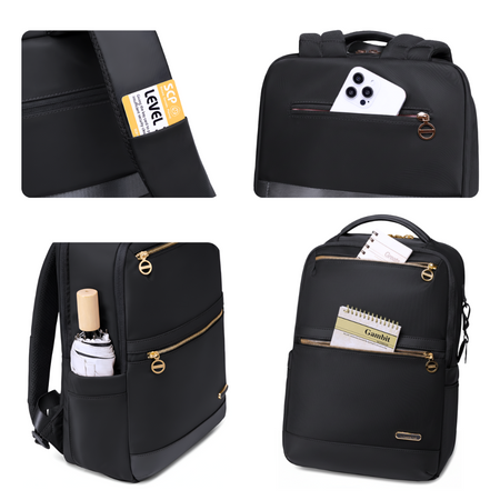 Plecak damski miejski stylowy czarny pojemny na laptopa na studia do pracy