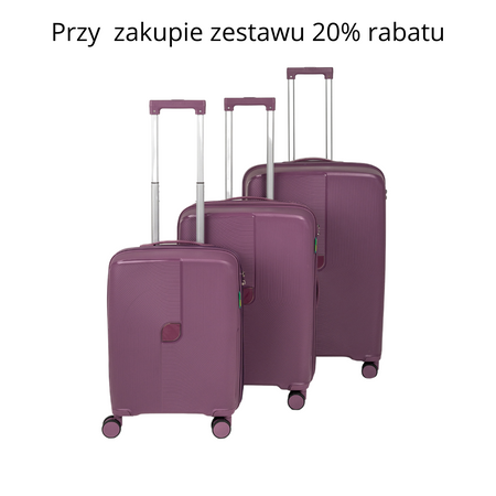 Walizka kabinowa fioletowa – mała, nowoczesna, na kółkach, podróżna i modna do samolotu Wowbag 7918 S purple