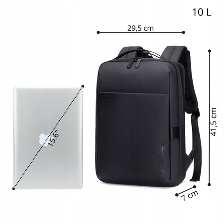 Plecak miejski czarny, biznesowy, wodoodporny, 8,5 l, na laptopa 15,6", elegancki i praktyczny. Arctic Hunter B00574 Black