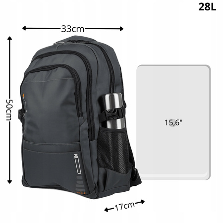 Plecak miejski szary pojemny nowoczesny młodzieżowy na laptopa 15,6" VIO BG82237 grey