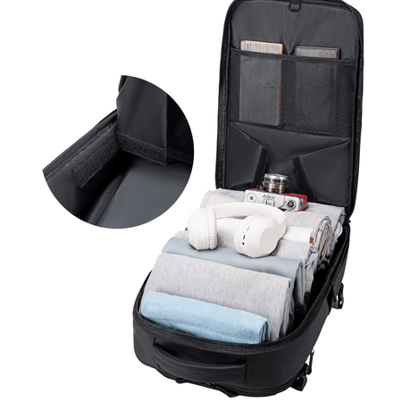 Plecak kompresyjny próżniowy podróżny czarny pojemny 42L wiele kieszeni rozszerzany Arctic Hunter B00866 black