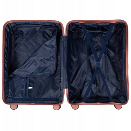 Walizka średnia różowo-złota – modna, na kółkach, podróżna, praktyczna i elegancka Wowbag 7918 M rose gold