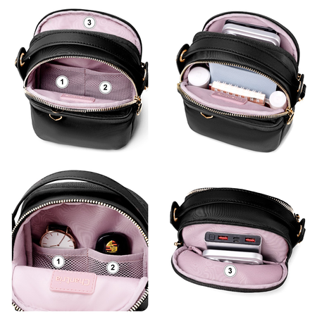 Torebka damska czarna na ramię crossbody mała nylonowa wodoodporna