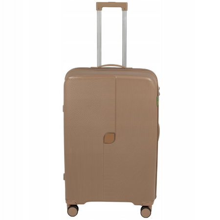 Walizka do samolotu beżowa średnia – modna, trwała, na kółkach, elegancka i praktyczna Wowbag 7918 M champagne