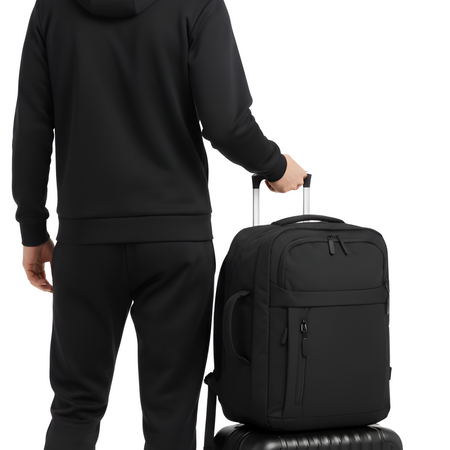 Plecak podróżny do samolotu 50x33x20 czarny kabinowy Ryanair Wizz Air WJ8572C black
